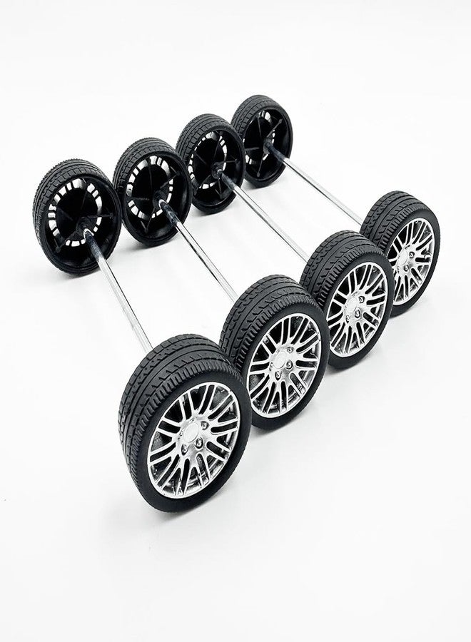 URIMPAVIDO 10PCS Toy Car Wheels Rubber Tire Wheels with Metal Shaft for RC Car Truck DIY Model Toy Wheel Replacement Accessories (3x35mm) - Image 2